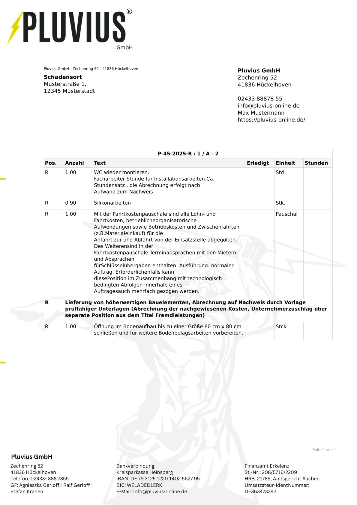 PDF-Vorlage: Angebot ohne Preise Standard