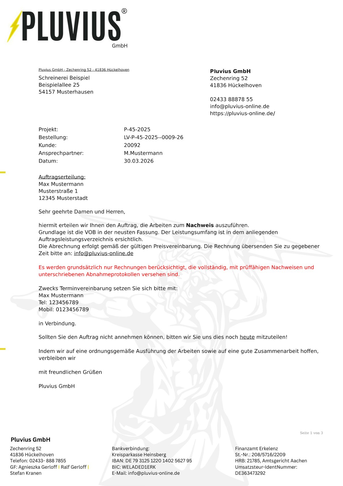 PDF-Vorlage: Leistungsverzeichnis Standard