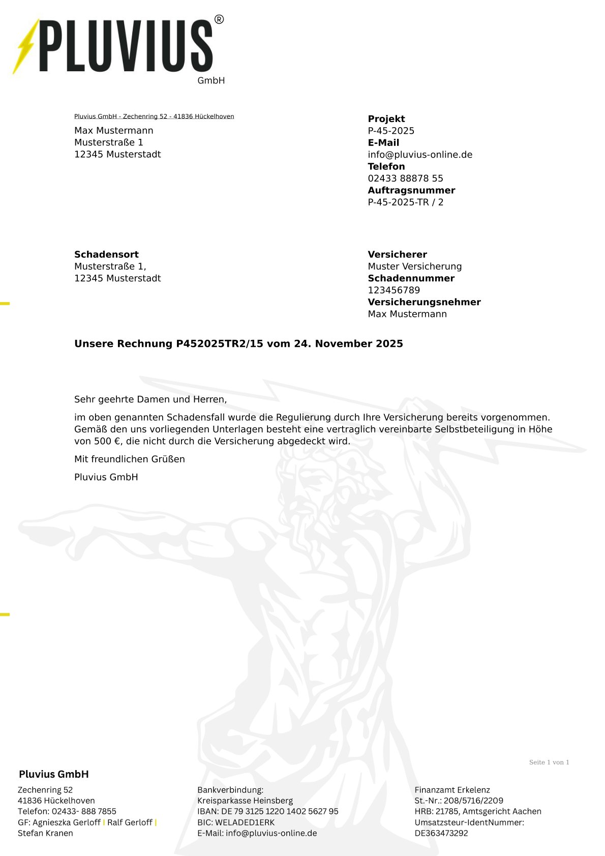 PDF-Vorlage: Selbstbeteiligung Projektkopf kompakt