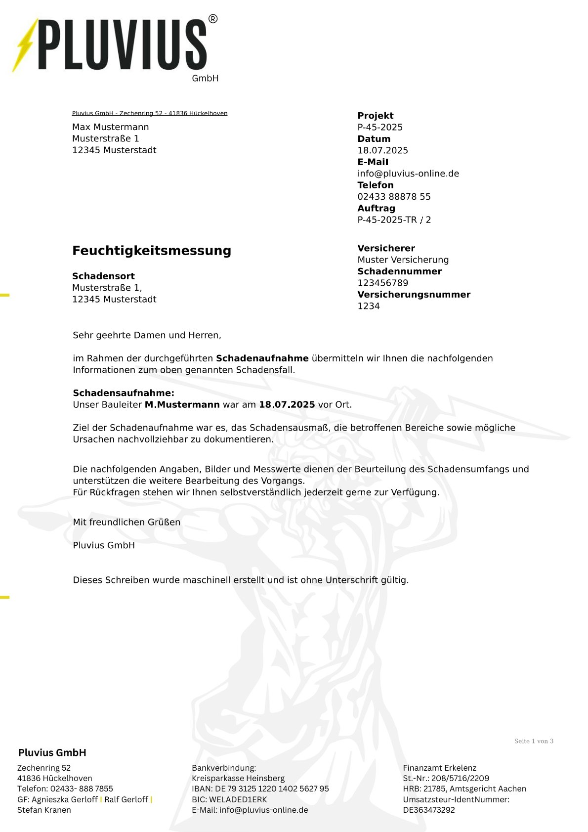 PDF-Vorlage: Trocknungsbericht Projektkopf kompakt