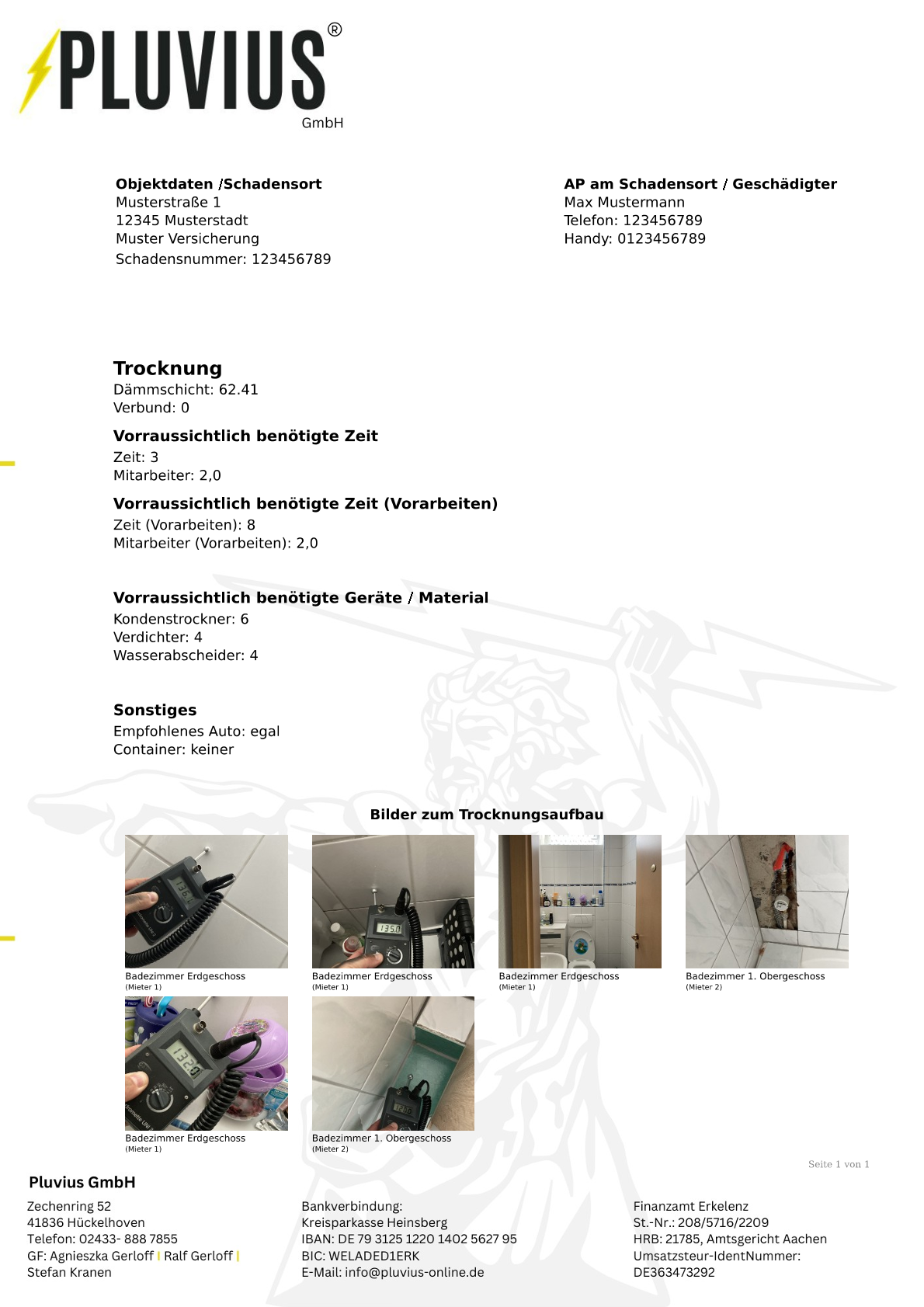 PDF-Vorlage: Trocknungsaufbau mit Bildern