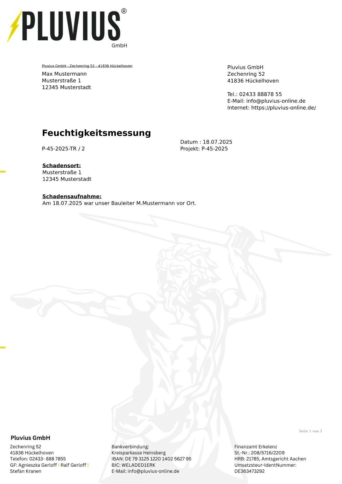 PDF-Vorlage: Trocknungsbericht Standard