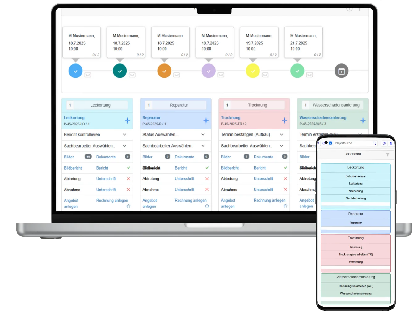Pluvius Dashboard fÃ¼r digitale Wasserschadensanierung