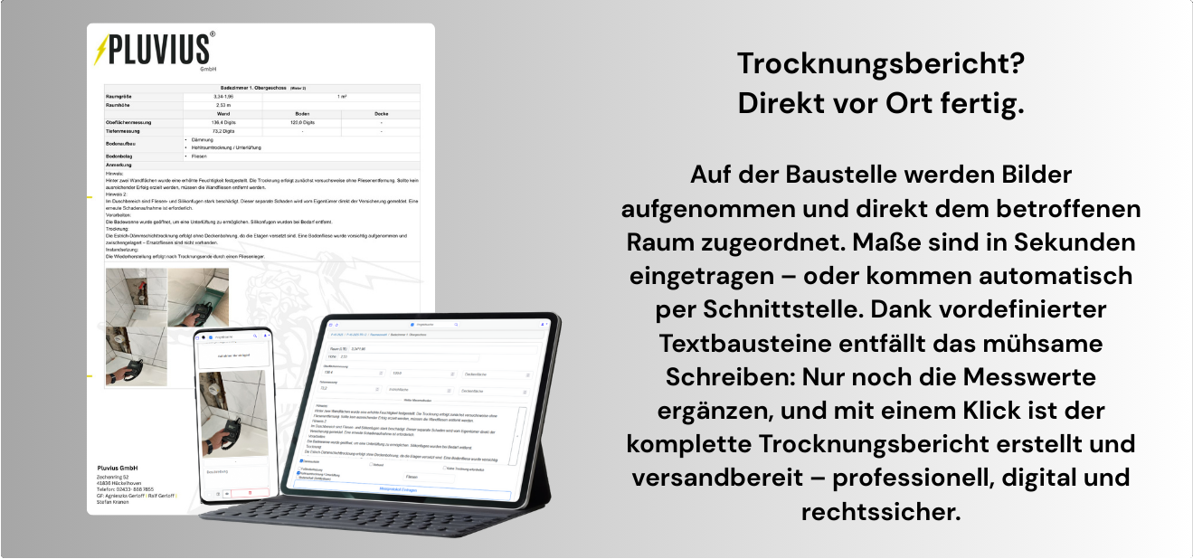 Automatisch erstellter Trocknungsbericht als PDF